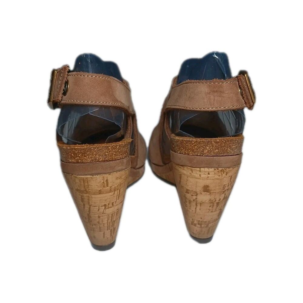 FRAU Platform Wedge Criss Cross Sandals Heels Womens Size 7.5 US 39 Tan Leather - Picture 4 of 11